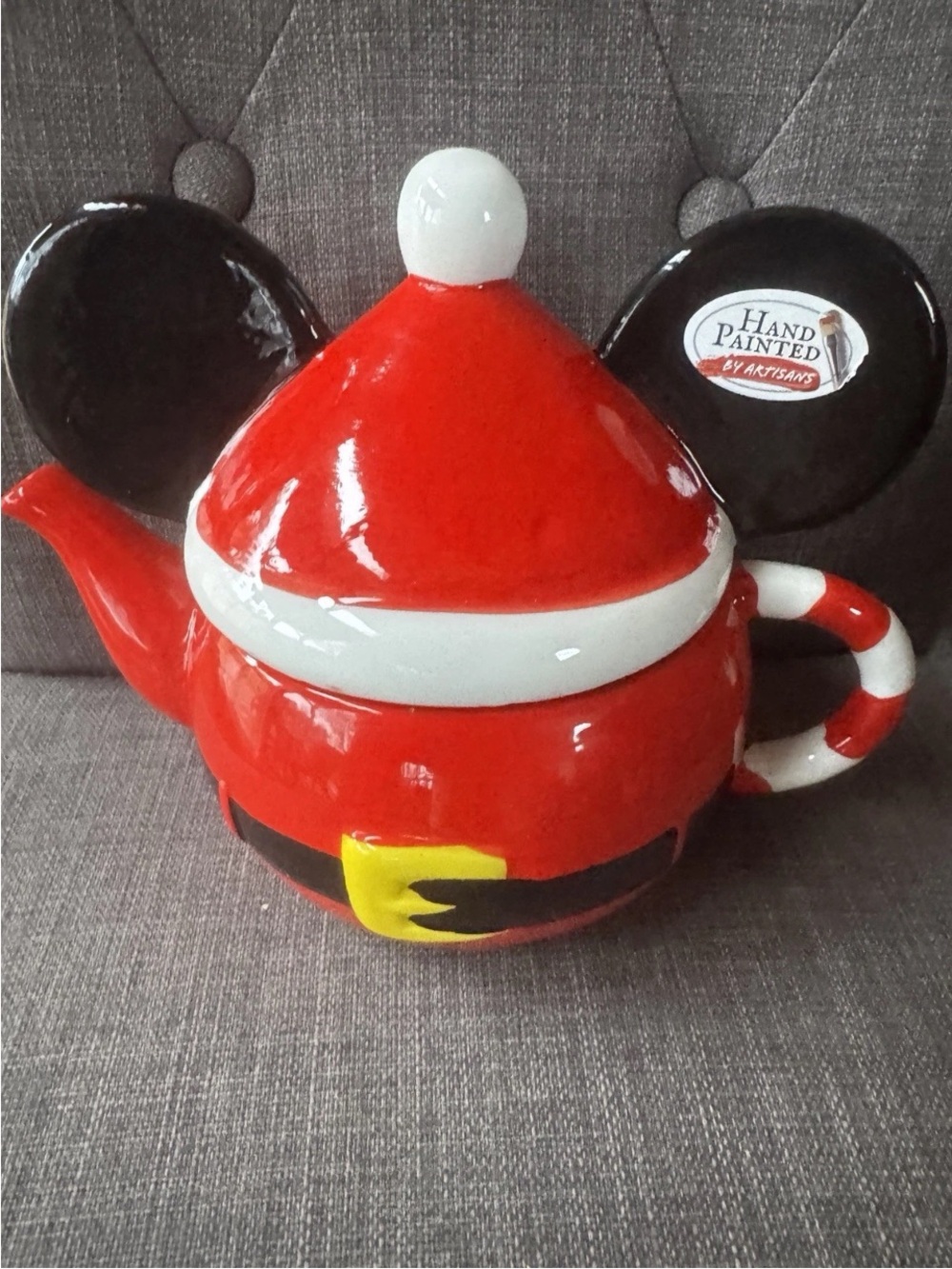 New Disney Mickey Mouse Christmas Holiday Figural Teapot Santa Suit Ears